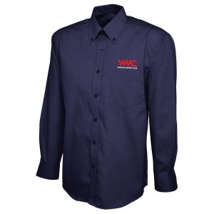 Wigton Motor Club Branded Navy Mens Oxford Long Sleeve Shirt